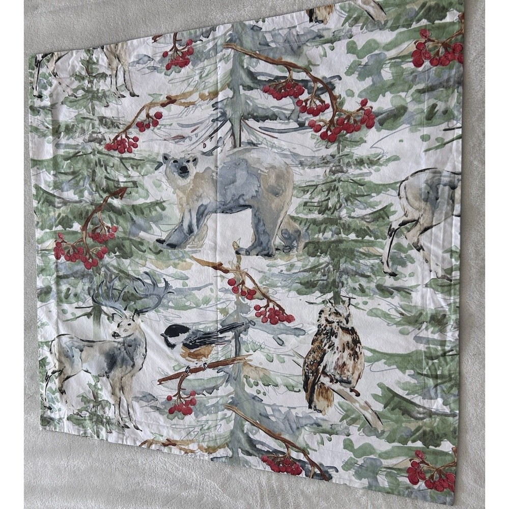 Pottery Barn Winter Forest Oversized Euro Pillow Sham Watercolor Woodland Deer - Picture 2 of 5